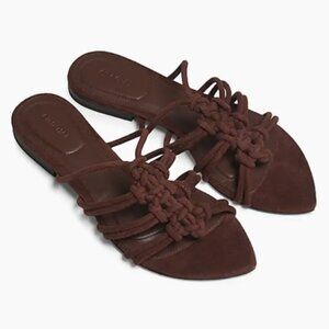 NEW SIMKHAI Made In Brazil Suede Verona Braided Flat Pointed  mahogany 725 10j1